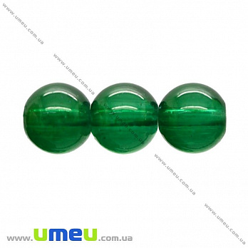 Бусина стеклянная окрашенная прозрачная, 8 мм, Зеленая, Круглая, 1 шт (BUS-021916)