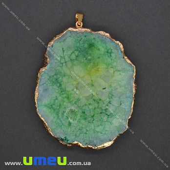 Підвіска з натурального каменю, Друза агату, Салатова, 78х57 мм (POD-036552)