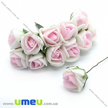 Роза латексная, 15 мм, Розово-белая, 1 шт (DIF-014630)