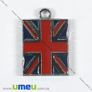 Подвеска металлическая Британский флаг, Серебро, 22х15 мм, 1 шт (POD-003362)