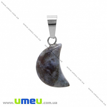Подвеска из натурального камня Луна, Агат моховый, 21х12 мм, 1 шт (POD-031891)