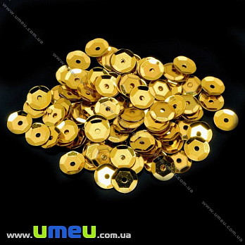Пайетки Китай круглые граненые, 6,5 мм, Золотистые, 5 г (PAI-001518)
