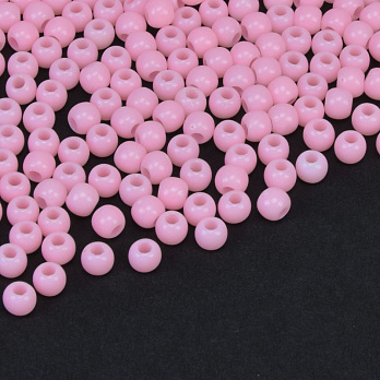 Намистини пластикові Круглі, 3,5 мм, Рожеві (BUS-059705)