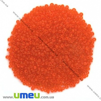 Бісер китайський середній, 8/0, Помаранчевий прозорий, 3 мм (BIS-007974)