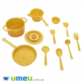 Набір пластикового міні посуду (10 предметів), 2-4 см, Помаранчевий (DIF-046918)