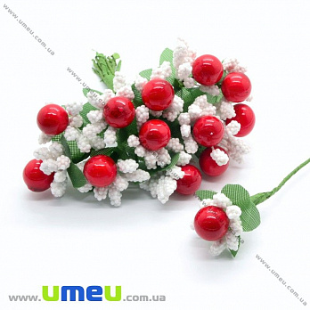 Тычинки на проволоке с ягодкой, Красно-белые, 1 шт (DIF-015418)