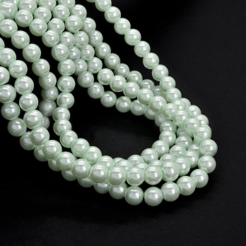 Намистини скляні Перли, 8 мм, М'ятні, Круглі (BUS-052072)