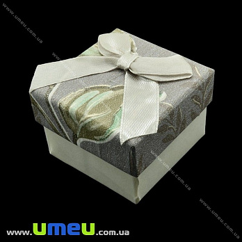Подарочная коробочка Квадратная с узором под кольцо, 4,5х4,5х3,5 см, Серая, 1 шт (UPK-023079)