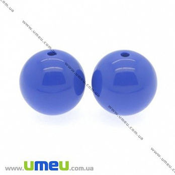 Бусина пластиковая Круглая, 18 мм, Синяя, 1 шт (BUS-008587)