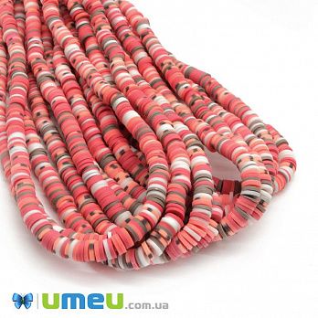 Бусины из полимерной глины, 6 мм, Микс красный, 1 низка (BUS-044096)