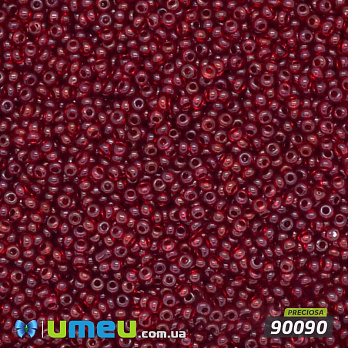 Бісер чеський 12/0, №90090, Червоний темний, Прозорий (BIS-028428)