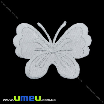 Термоаппликация Бабочка, 6х4,5 см, Белая, 1 шт (APL-027667)