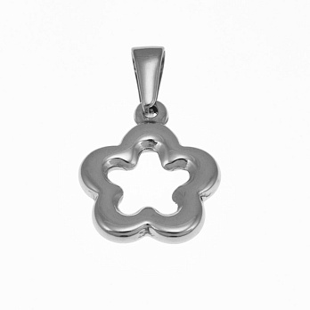 Подвеска из нерж. стали Цветок, 32х20,5 мм, Темное серебро (STL-059181)