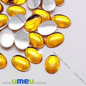 Кабошон пластиковий, Овал, 25х18 мм, Помаранчевий (KAB-009573)