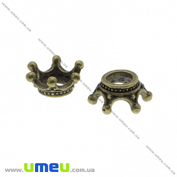 Намистина мет. Корона 13х6 мм, Антична бронза (BUS-035067)