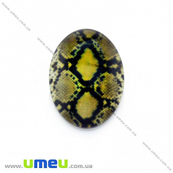 Кабошон скляний з принтом Зміїний, 25х18 мм, Овал (KAB-013693)