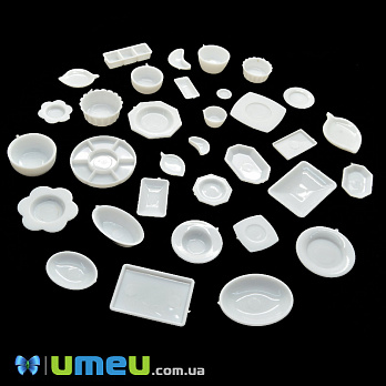 Набір пластикового міні посуду (30 предметів), 2-4 см, Білий (DIF-046920)