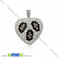 Подвеска из Серебра 925 с кристаллами Preciosa, Сердце белое, 24х24 мм (POD-005019)