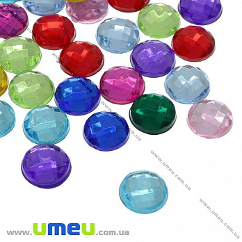 Кабошон пластиковий, Круглий гранований, 8 мм, Мікс (KAB-012469)