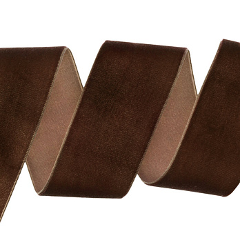 Стрічка оксамитова, 38 мм, Коричнева (LEN-060956)