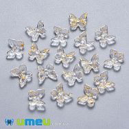 Підвіска скляна Метелик, Прозора, 11х9,5х3 мм (POD-043641)