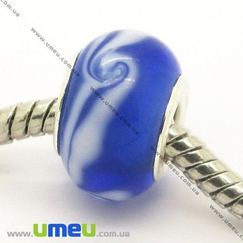 [Архів] Намистина PANDORA Lampwork, 14х9 мм, Синя, Срібло (BUS-006915)