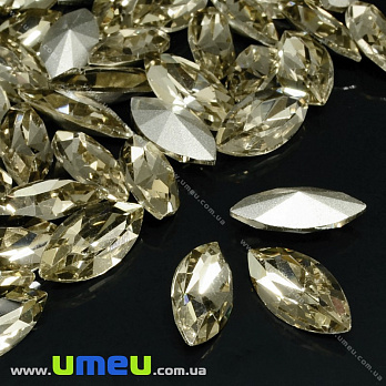 Ріволі скляний, Човник гранований, 10х5 мм, Бежевий (KAB-022007)