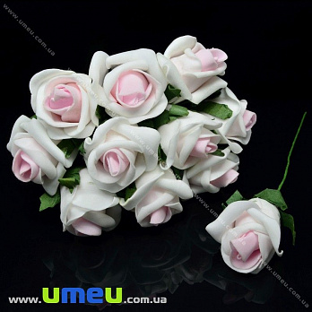 Роза латексная большая, 40 мм, Бело-розовая, 1 шт (DIF-033182)