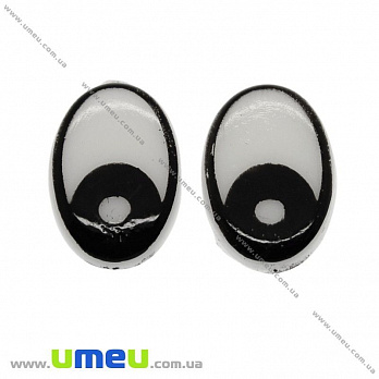 Очки клейові овальні, 12х8 мм, Білі (DIF-009944)