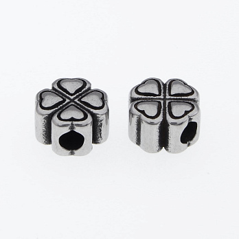 Намистина з нержавіючої сталі Конюшина, 11х11 мм, Темне срібло (STL-055681)