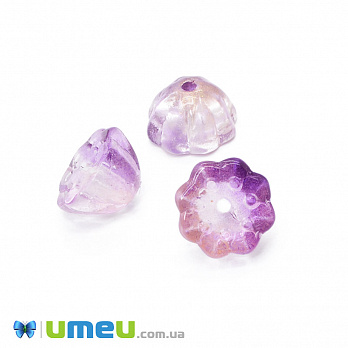 Бусина скляна, 10,5х6,5 мм, Квітка, Бузкова (BUS-044301)