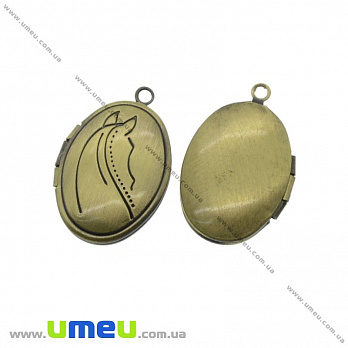 Медальон Овальный, Античная бронза, 24х16 мм, 1 шт (POD-020110)