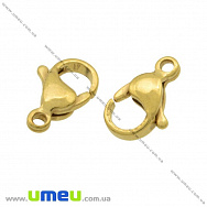 Замки-карабіни з нерж. сталі, 11х7 мм, Покриття 24 kt (STL-018521)