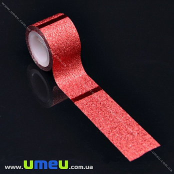 Декоративний скотч гліттерний, 11 мм, Червоний (DIF-017952)