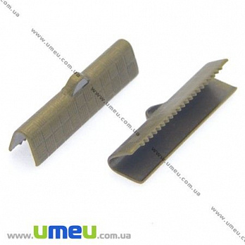 Затиск для стрічок, 25х7 мм, Антична бронза (ZAG-008439)