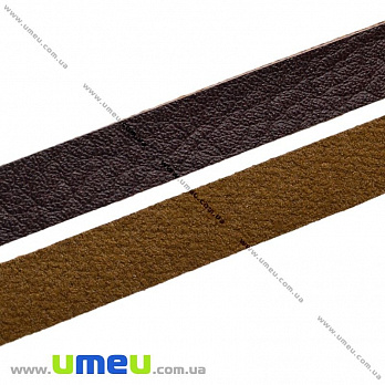 Искусственный кожаный шнур плоский, Коричневый, 10х1,5 мм, 1 м (LEN-011679)