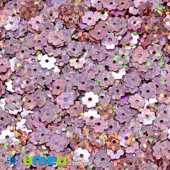 Пайетки Индия цветы плоские, 5 мм, Розовые АВ, 5 г (PAI-037835)