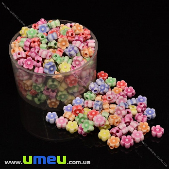 [Архів] Намистина пластикова Квітка, 7х3,5 мм, Мікс (BUS-008832)