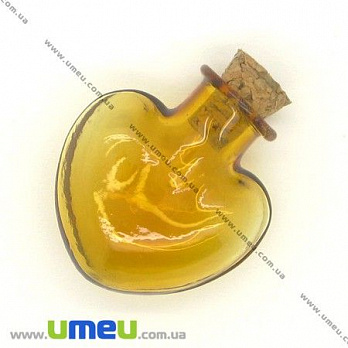 Скляна баночка Серце, Коричнева, 26х22 мм (DIF-006688)