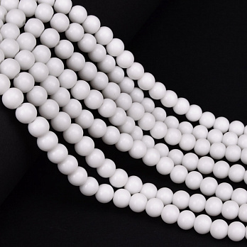 Намистини Мармур білий, Синт. камінь, 6,5 мм, Круглі (BUS-051865)