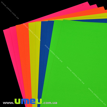 Картон двосторонній неоновий TIKI, А4, 5 кольорів, 10 листів, 180 г / м2 (DIF-033721)