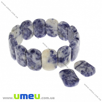 [Архів] Намистина натуральний камінь на два отвори Содалит, 22х14х6 мм (BUS-027528)