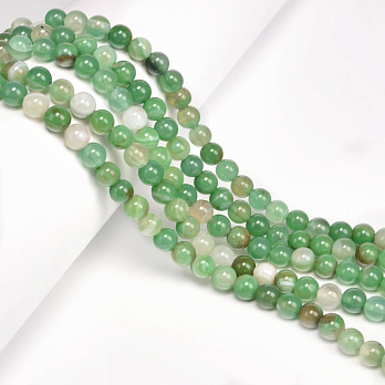 Намистини Агат зелений, Натур. камінь, 6,5 мм, Круглі (BUS-053956)