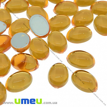 Кабошон пластиковий, Овал, 14х10 мм, Помаранчевий (KAB-022053)