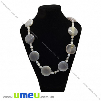 Намиста з натурального каменю Агат сірий, 67 см (BUS-028734)