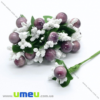 Тычинки на проволоке с ягодкой, Фиолетово-белые, 1 шт (DIF-015424)