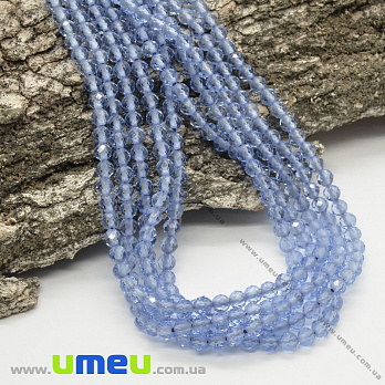 Намистини Топаз блакитний, Натур. камінь, 3 мм, Круглі грановані (BUS-037279)