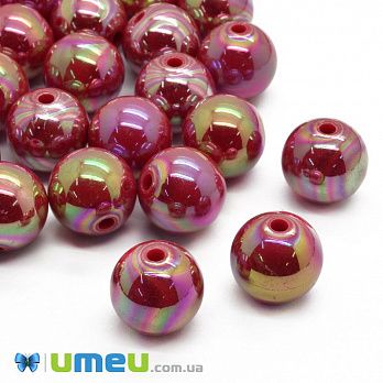 Намистини пластикові райдужні Круглі, 16 мм, Вишневі (BUS-047257)