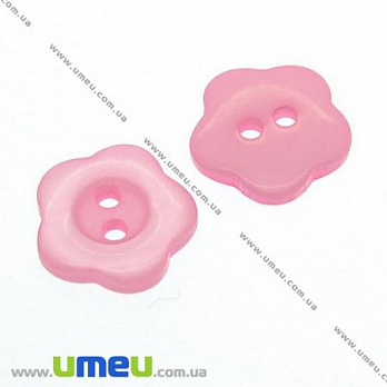 Пуговица пластиковая перламутровая Цветок, 12 мм, Розовая, 1 шт (PUG-007550)
