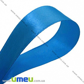Атласная лента, 25 мм, Синяя, 1 м (LEN-017574)